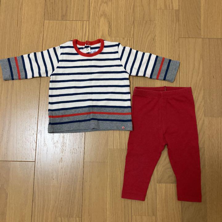 プチバトー カットソー&レギンスセット