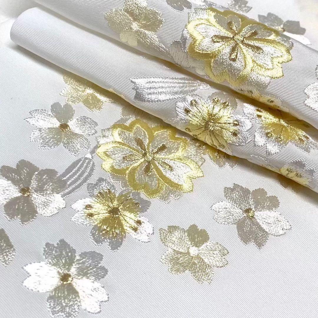 刺繍半襟 NO60 結び柄　レモン 刺繍半衿　シルエリー 日本製 0210⑤ 刺繍半襟 NO60 結び柄 レモン 刺繍半衿 シルエリー 日本製