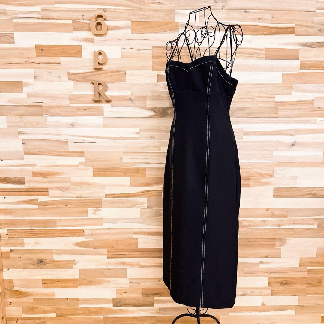 ザラ 刺繍 ステッチ ロング キャミ ワンピース シンプル M 黒ブラック×白M ZARA DECORATOM_COM_BR