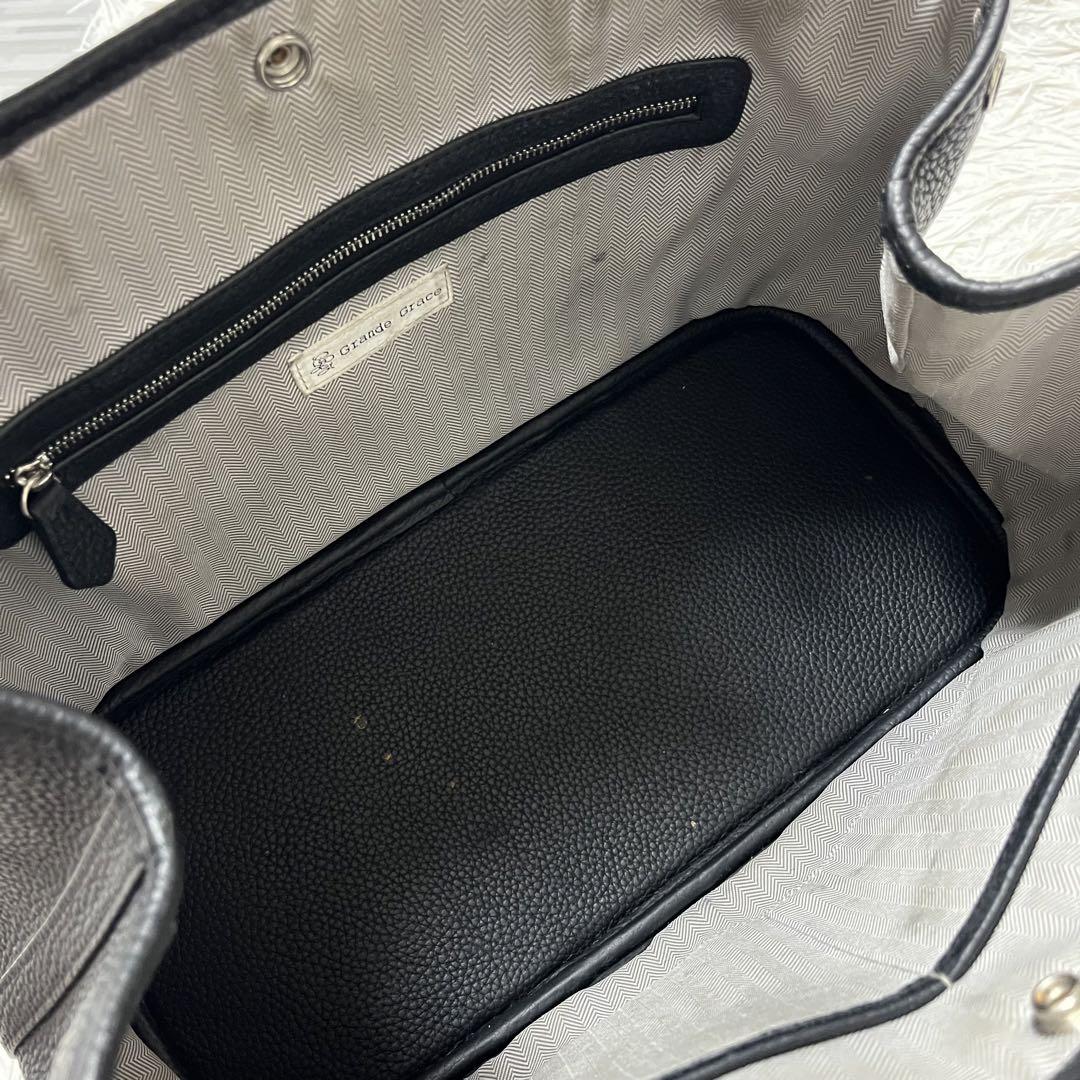 グランデグレイス　トートバッグ　本革　シボ革　トートバッグ　ブラック　自立型 楽天市場】【営業日のみ出荷】【選べるプレゼント】本革 バッグ