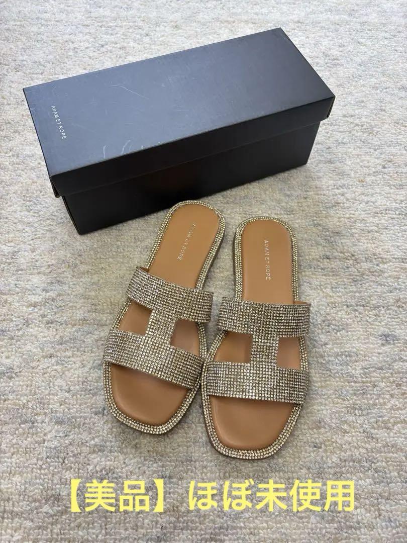 【美品】Adam et Rope'　Iストラップラインストーンサンダル　37