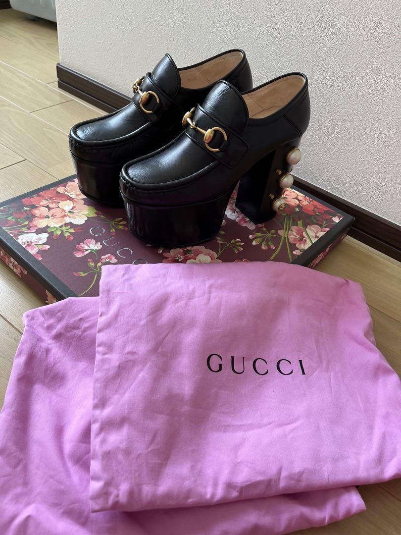 GUCCI プラットフォーム　パンプス　ggパール　ビットローファー　美品　34