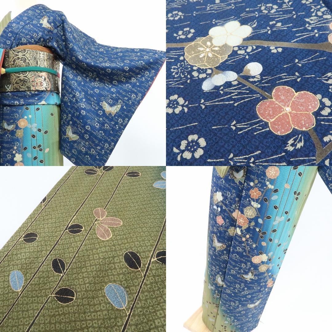 Y1455◇美品 正絹 袷『蝶×萩』訪問着 着物