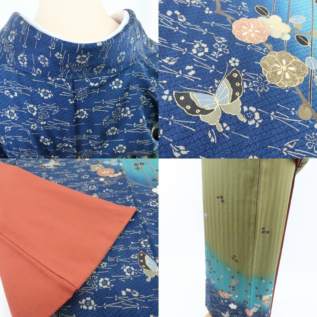 Y1455◇美品 正絹 袷『蝶×萩』訪問着 着物