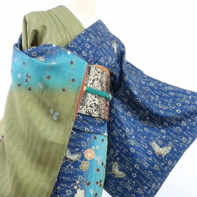 Y1455◇美品 正絹 袷『蝶×萩』訪問着 着物