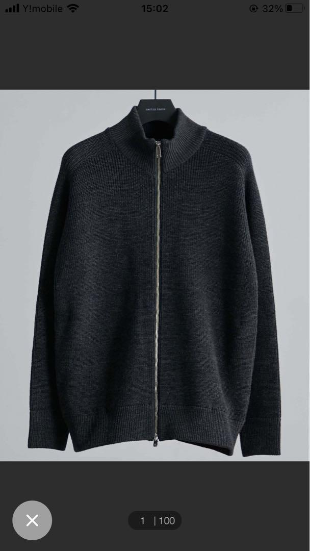 UNITED TOKYO ウールリブジップドライバーズニット 6,560円