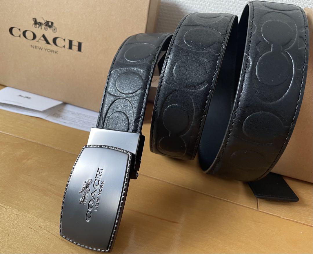 新品coachコーチシグネチャーフリーサイズリバーシブルベルトギフト箱付き