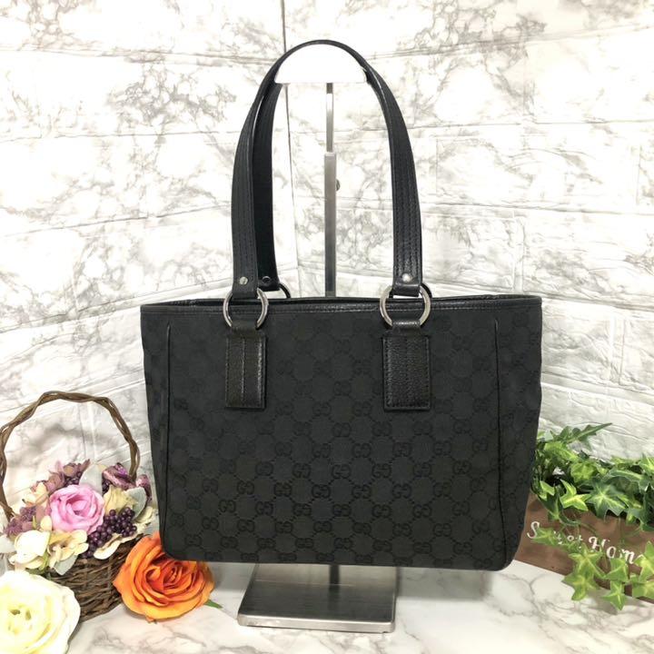 HOT限定SALE 極美品❤️GUCCIグッチ GGキャンバス トートバッグ ハンドバッグ ブラック NSriO-m70673124186 人気SALE限定SALE
