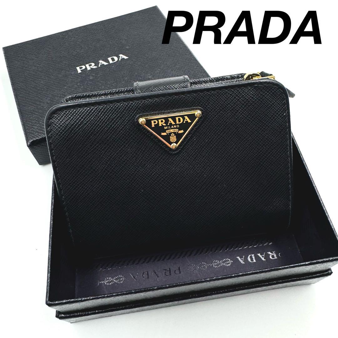 未使用品級✨】プラダPRADAサフィアーノ 財布 コンパクト 三角 未使用品級✨】プラダPRADAサフィアーノ 財布 コンパクト 三角