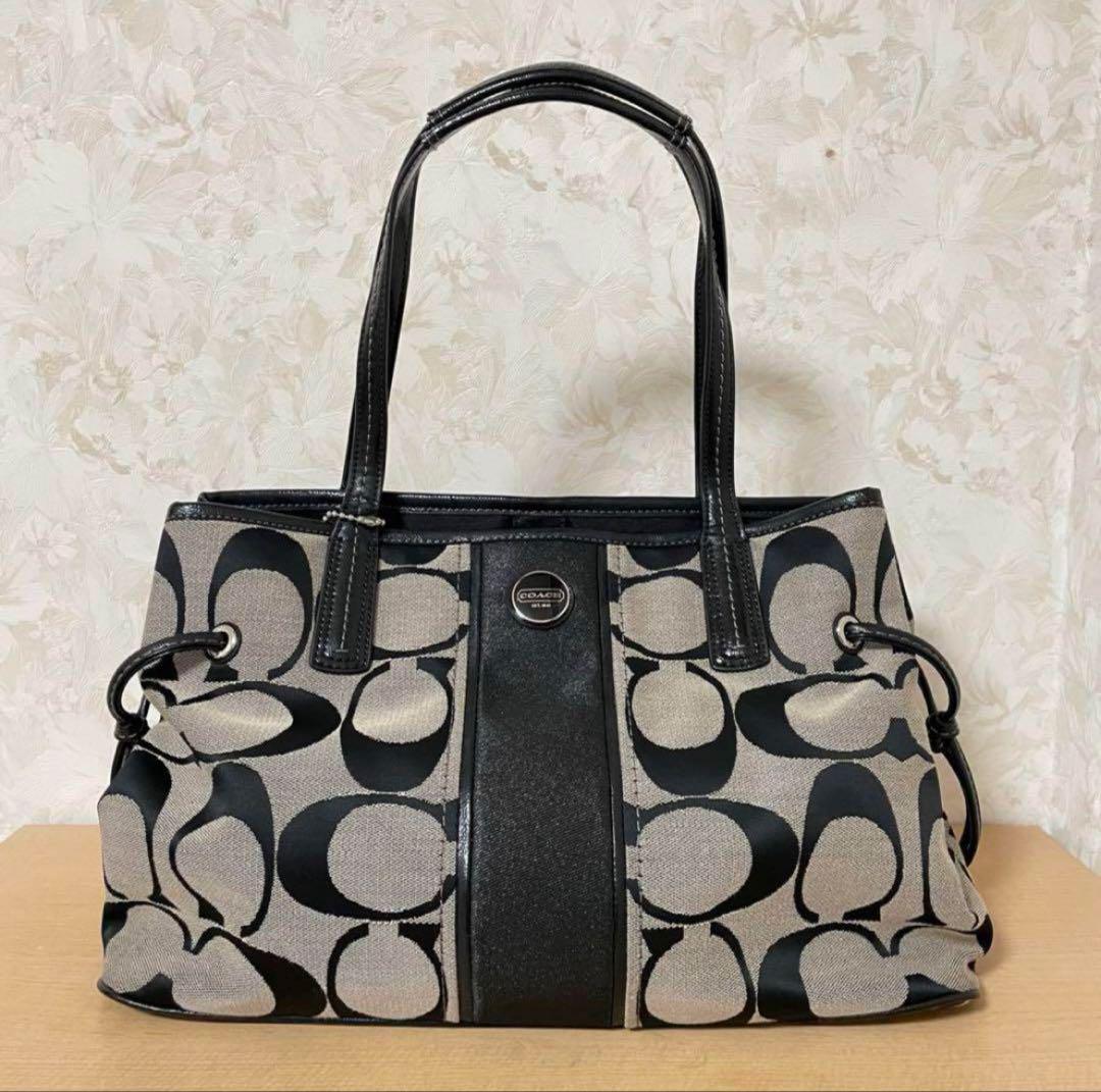 コーチ COACH トートバッグ シグネチャー グレー ブラック COACH コーチ トートバッグ グレー ブラック シグネチャー