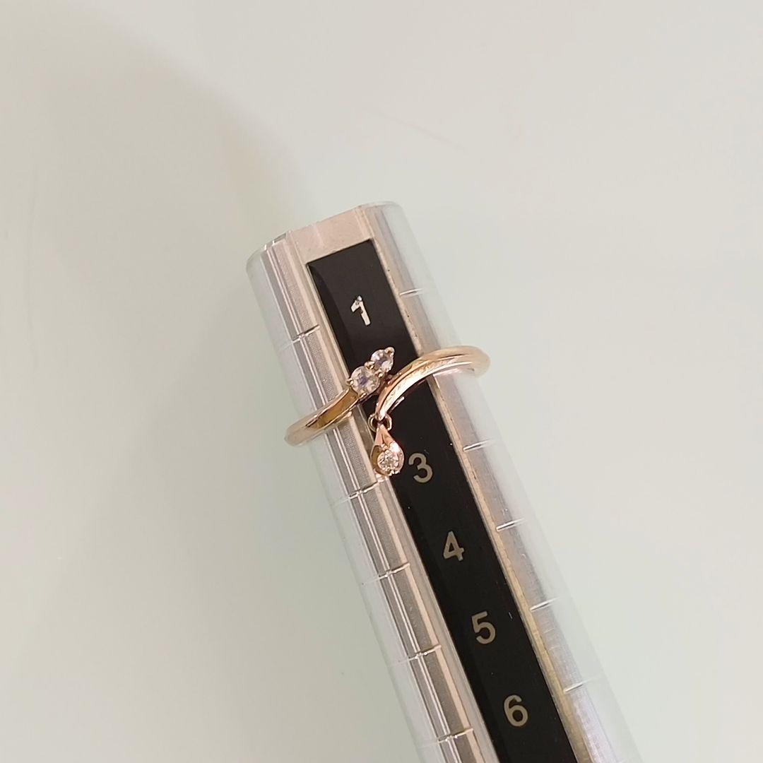 スタージュエリー K10 PG フラワー デュー ダイヤモンド リング