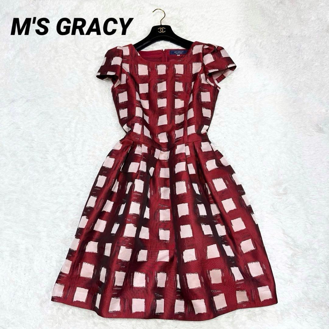 エムズグレイシー ワンピース チェック 40 大きいサイズL M S GRACY