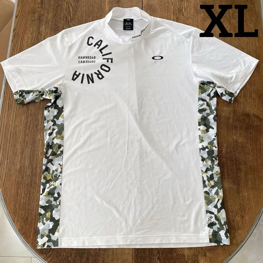 オークリー モックネック 半袖シャツ ゴルフウエアXL 白 tシャツ