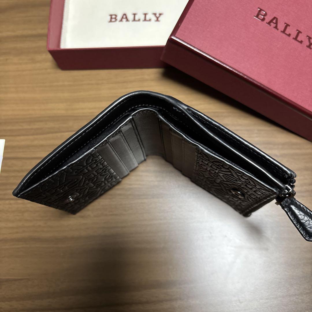 美品 BALLY 二つ折り財布 黒 レザー