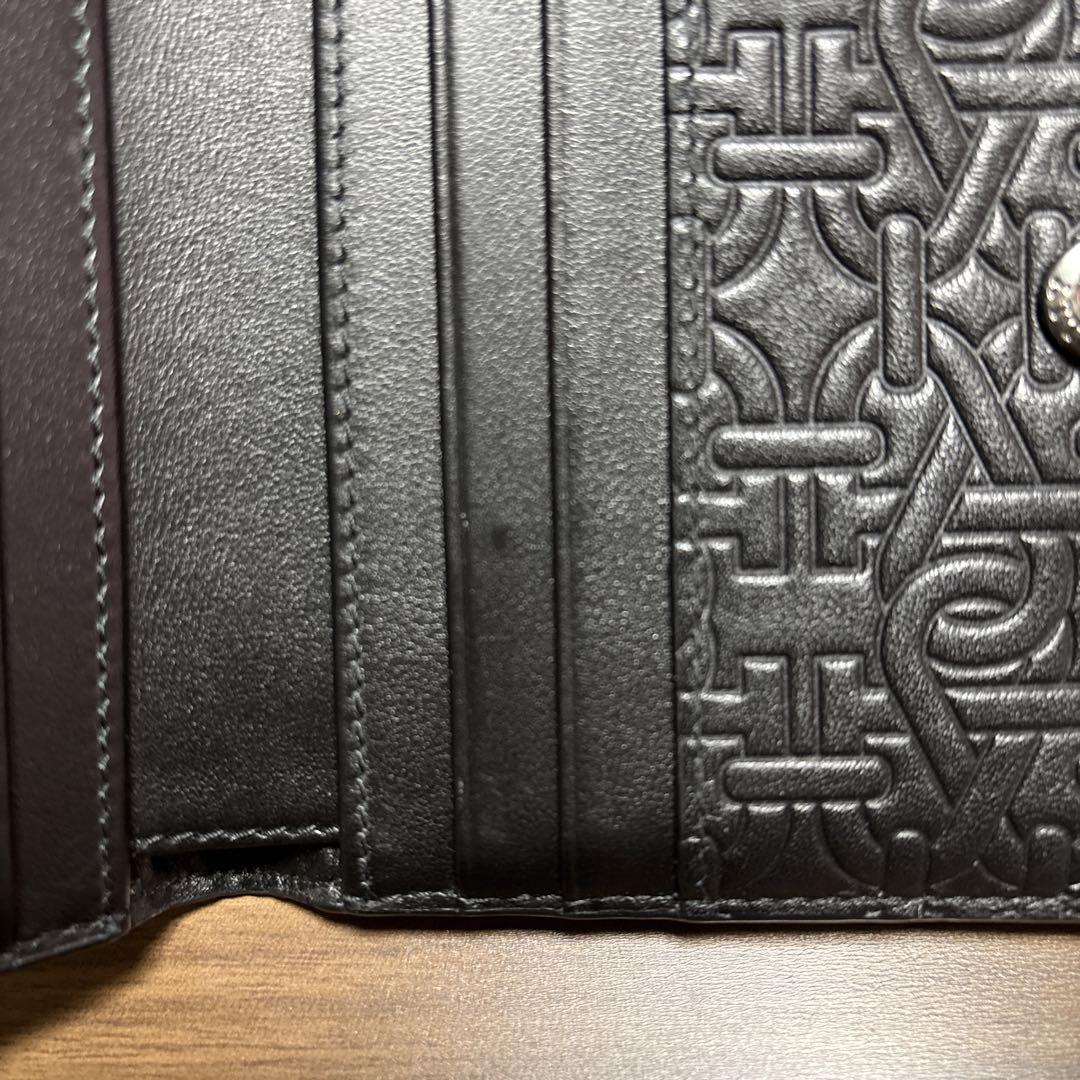 美品 BALLY 二つ折り財布 黒 レザー