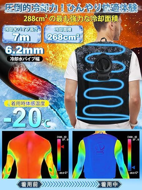 高性能クールベスト - 冷却面積288cm²冷水ベスト空調服