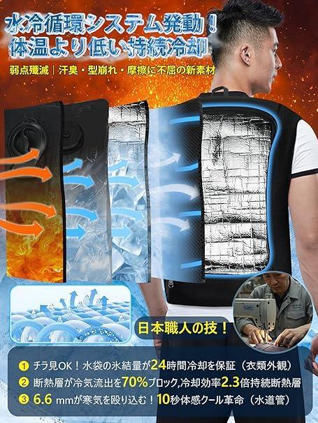 高性能クールベスト - 冷却面積288cm²冷水ベスト空調服