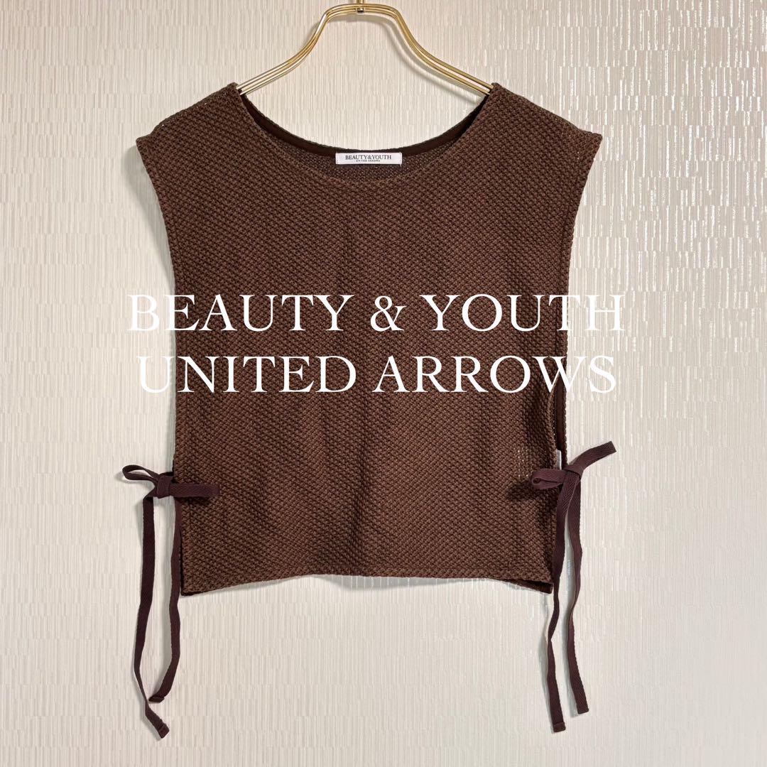 BEAUTY & YOUTH ラッセル サイドリボン ノースリーブ トップス