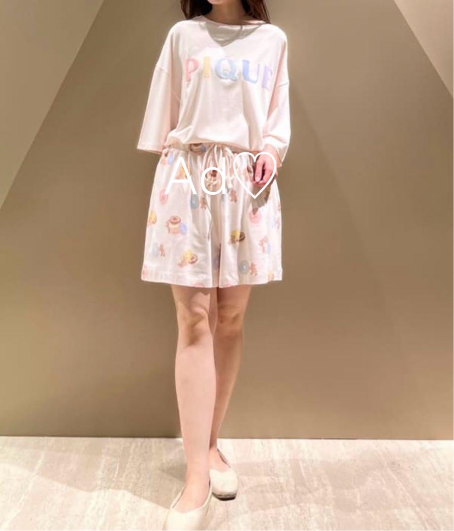 定価以下【新品未使用】ドーナツベアワンポイントTシャツ&ショートパンツ ピンク 定価以下【新品未使用】ドーナツベアワンポイントTシャツ
