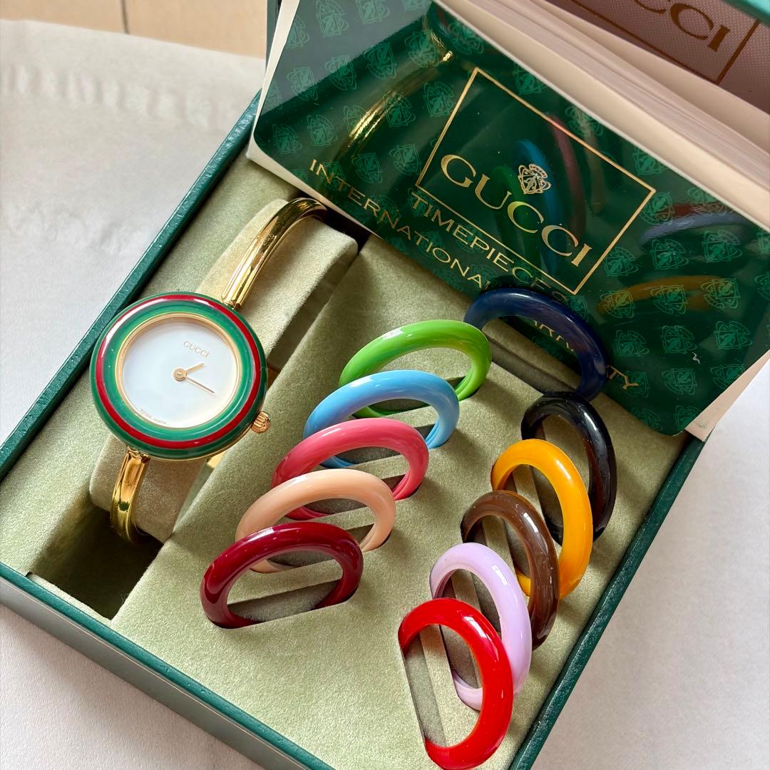 稼働品 保証書 グッチ ︎チェンジベゼル ︎レディース腕時計GUCCI