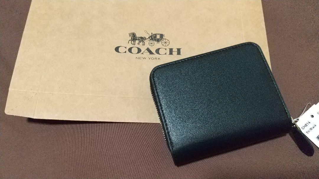 新品未使用 COACH コーチ 二つ折り財布 ブラック