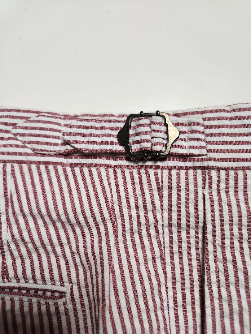 【美品】GTA　HERRICK　ストライプ柄　シアサッカー　白×赤　46　春夏