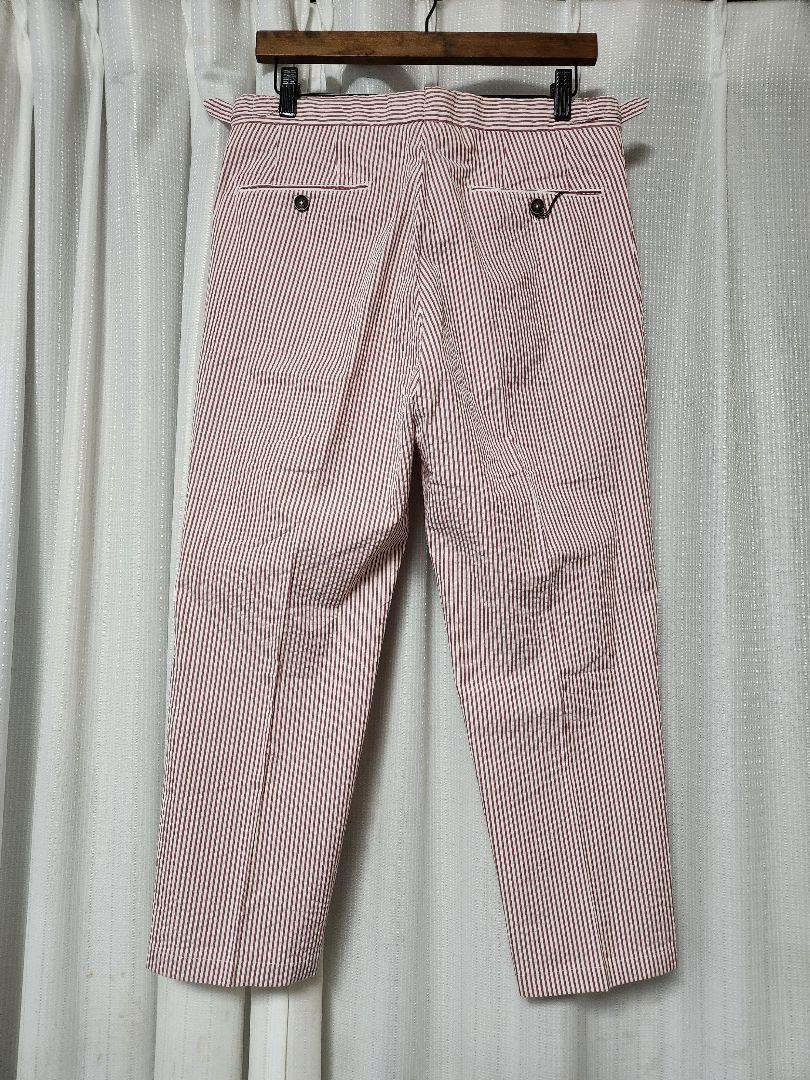 【美品】GTA　HERRICK　ストライプ柄　シアサッカー　白×赤　46　春夏