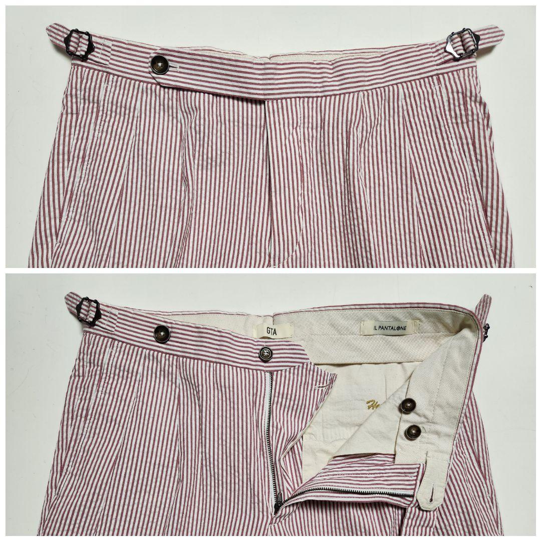 【美品】GTA　HERRICK　ストライプ柄　シアサッカー　白×赤　46　春夏