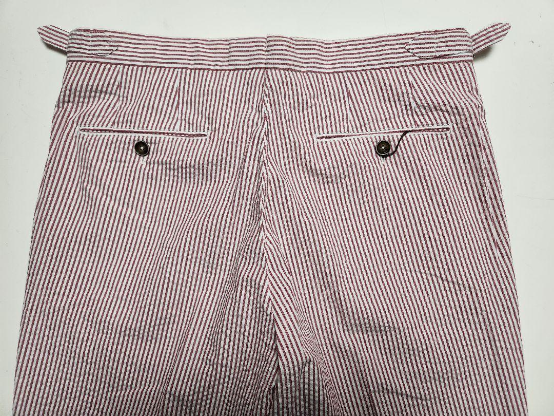 【美品】GTA　HERRICK　ストライプ柄　シアサッカー　白×赤　46　春夏