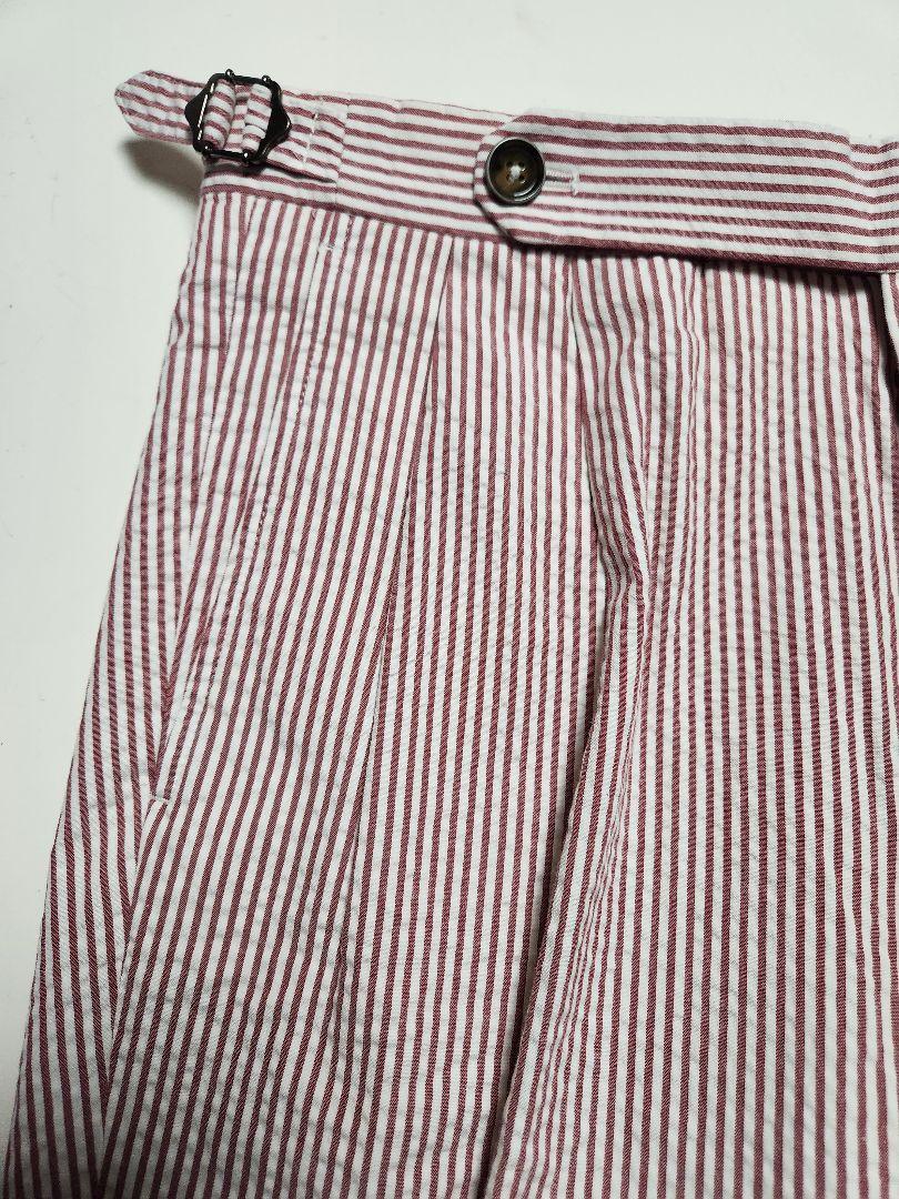 【美品】GTA　HERRICK　ストライプ柄　シアサッカー　白×赤　46　春夏