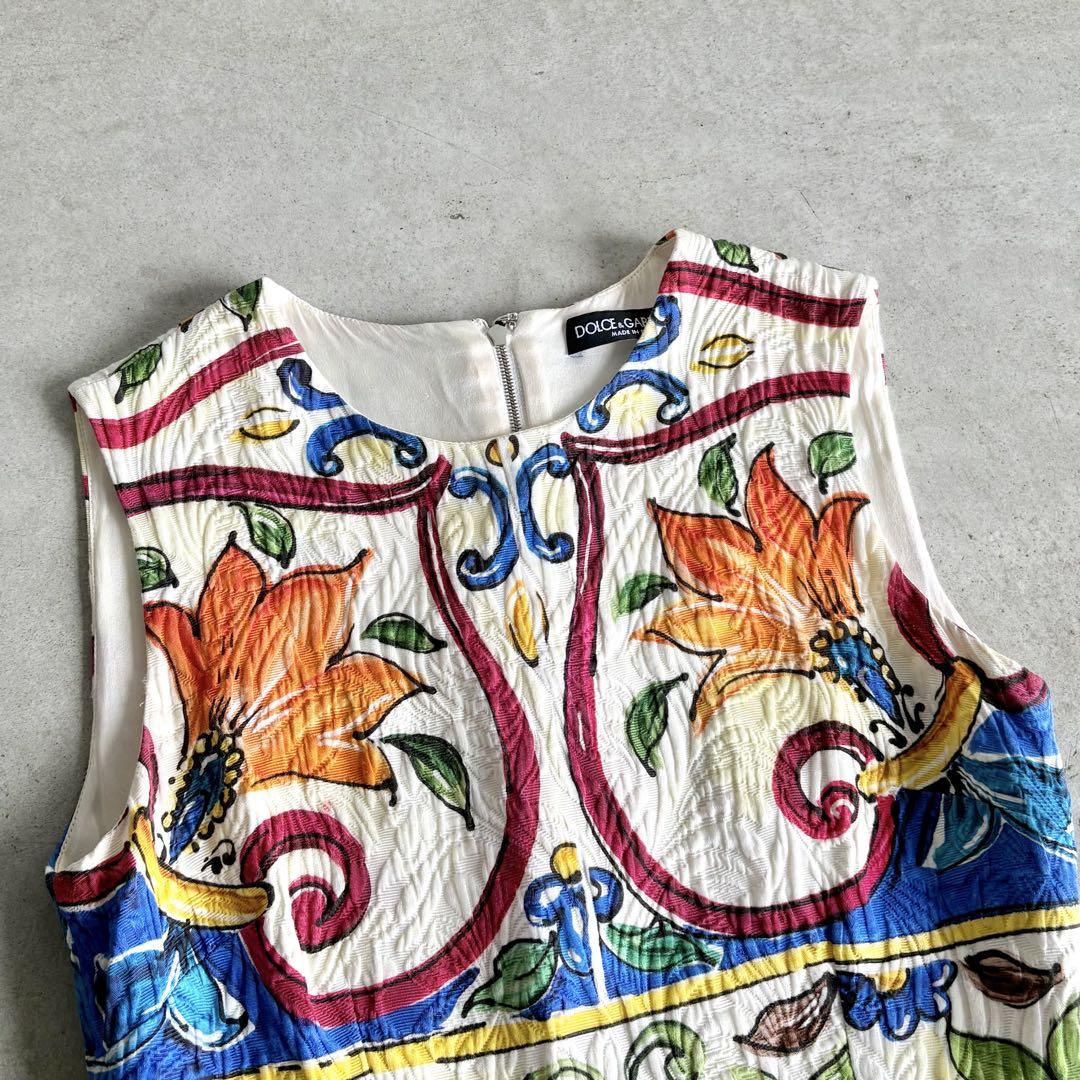 DOLCE & GABBANA マヨリカ ワンピース 36 ノースリーブ ドレス