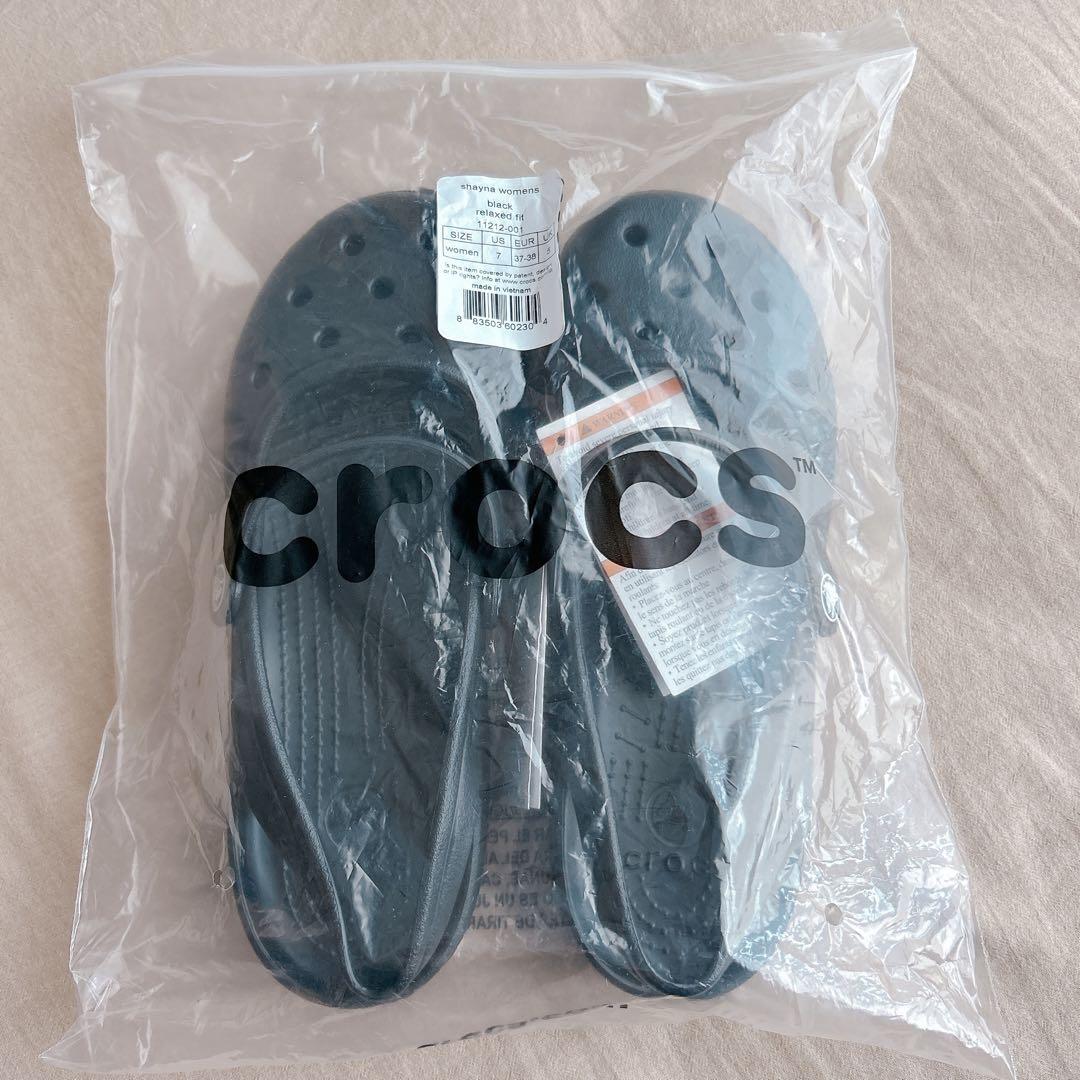 【新品】クロックス サンダル シャイナ ブラック 23cm w7 crocs