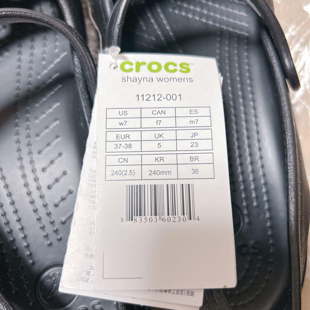 【新品】クロックス サンダル シャイナ ブラック 23cm w7 crocs