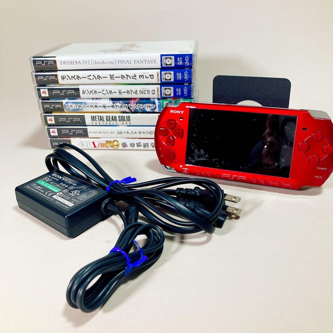 PSP-3000 レッド　電源ケーブル　ソフト7本付　赤