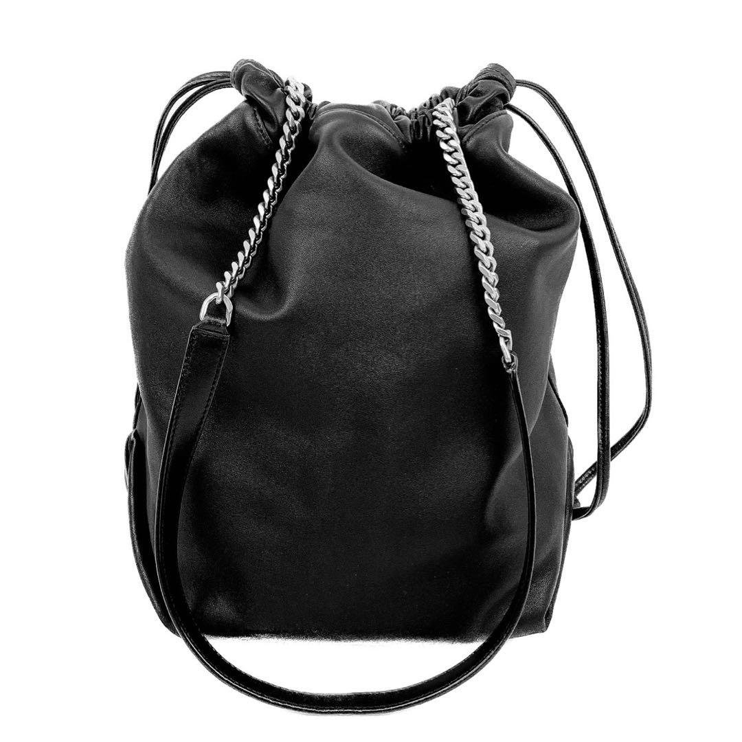 【極美品】サンローラン テディ ショルダーバッグ チェーン 巾着 レザー 黒 極上美品☆SAINT LAURENT サンローラン テディ チェーン バッグ