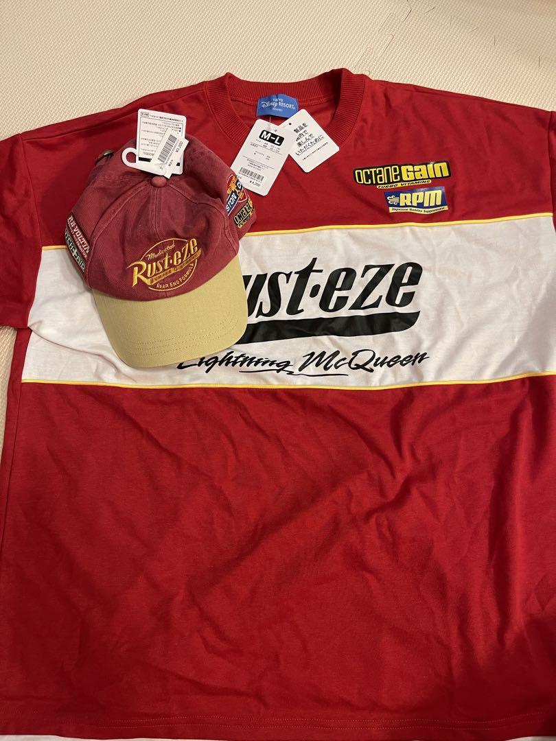 正規品　タグ付　ディズニー　マックィーンTシャツ　ビッグシルエット&キャップ　赤