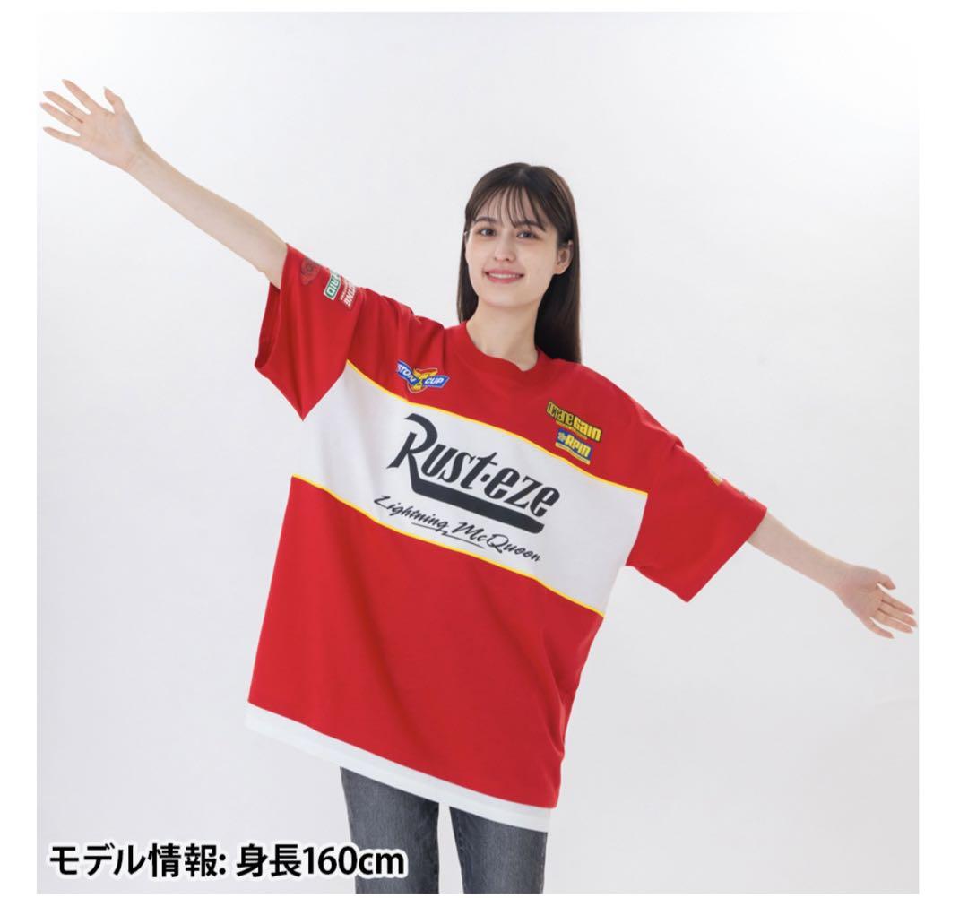 正規品　タグ付　ディズニー　マックィーンTシャツ　ビッグシルエット&キャップ　赤