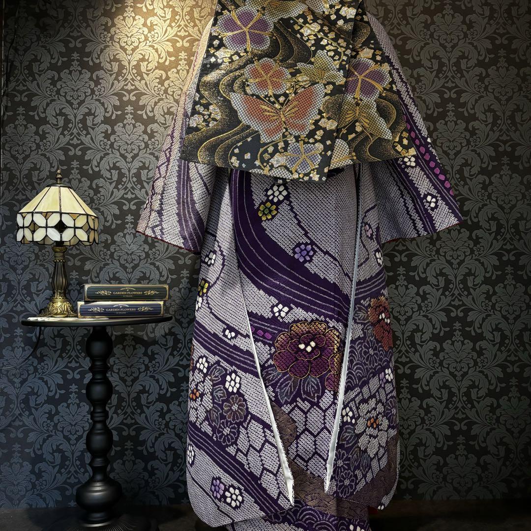 バーゲンで 美品 振り袖 フルセット 振袖 逸品 金彩 花模様 珍品 総絞り 着物・浴衣