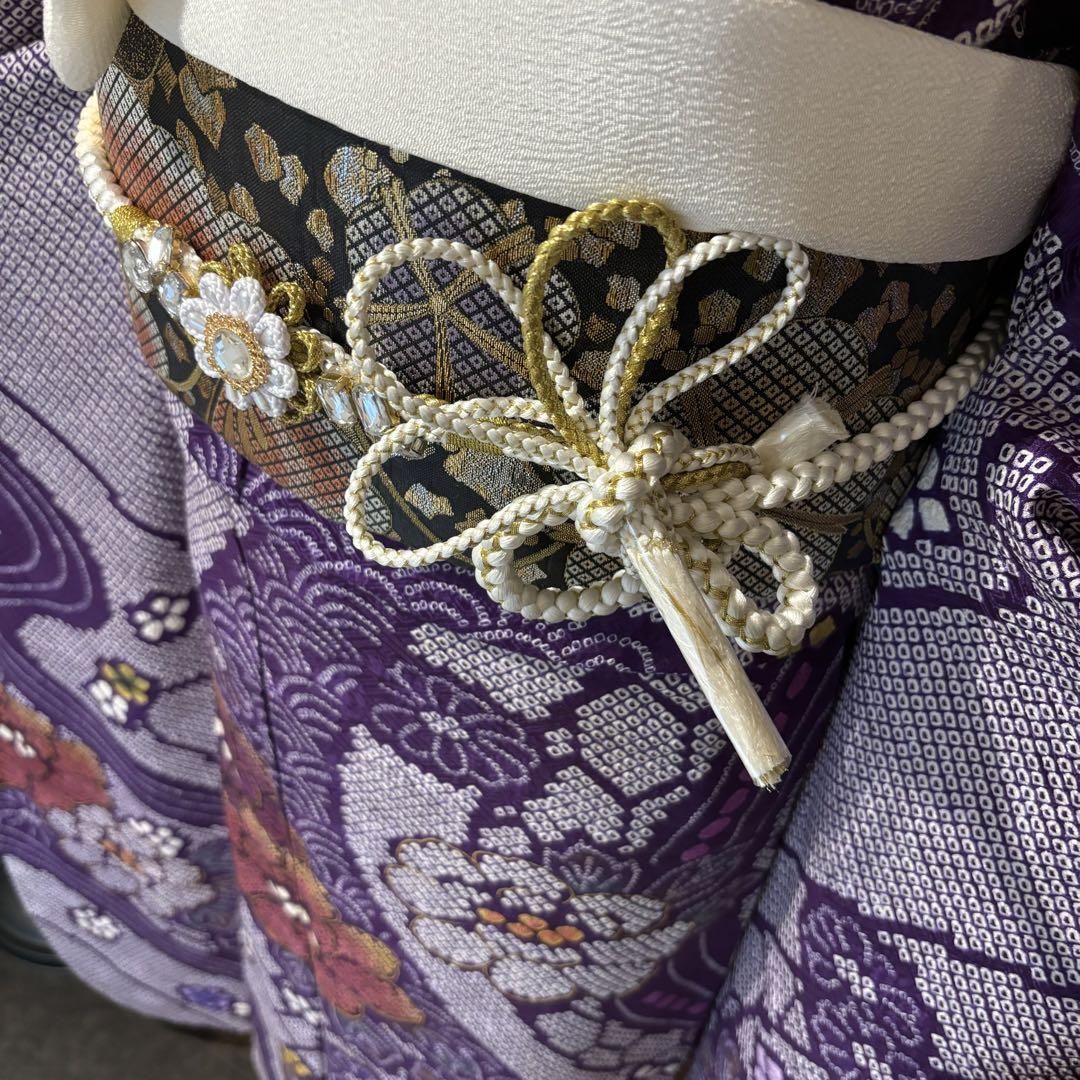 美品 総絞り 珍品 花模様 金彩 逸品 振袖 フルセット 振り袖