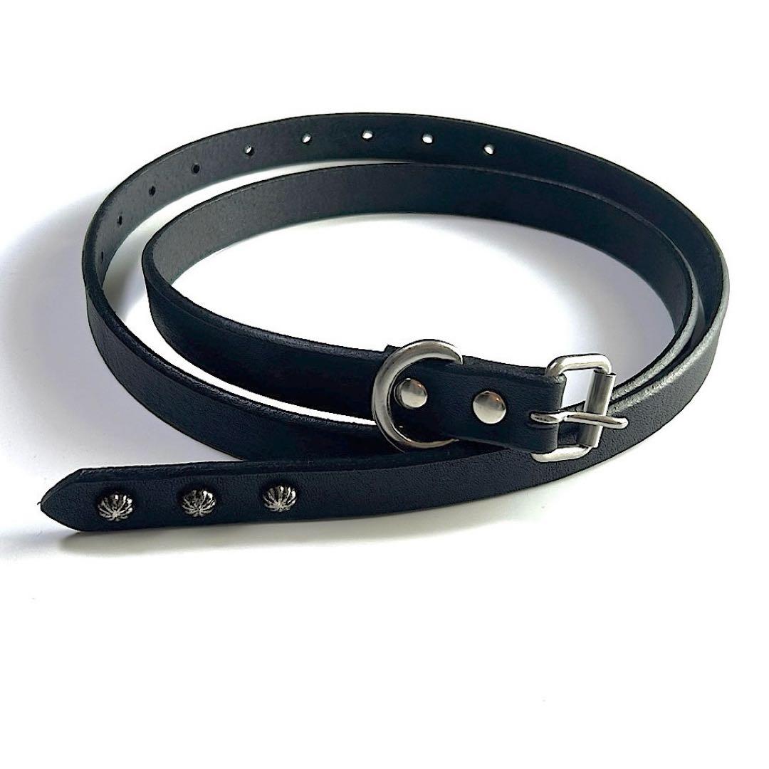 新品　ナローベルト　スタッズベルト　栃木レザーベルト　ロングベルト　【Nje】