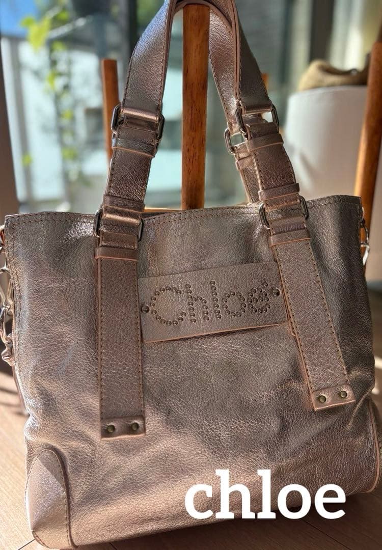 Chloé シルバー レザー ショルダーバッグChloe