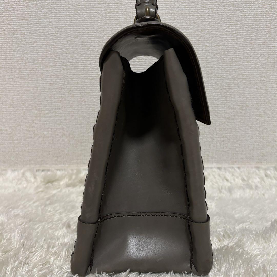 極美品✨ebagos エバゴス かっちりバッグ　カーフケリー　2way グレー