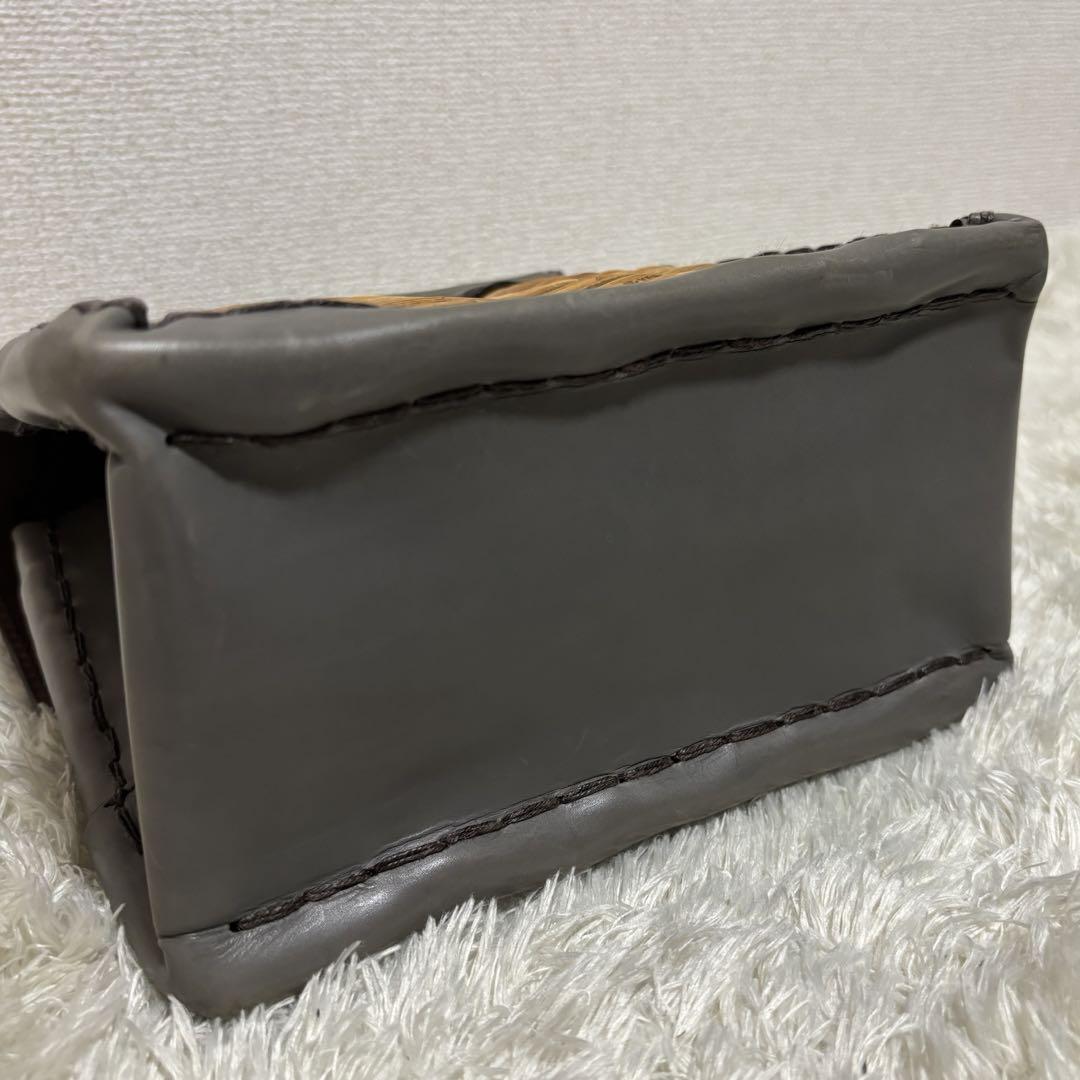 極美品✨ebagos エバゴス かっちりバッグ　カーフケリー　2way グレー