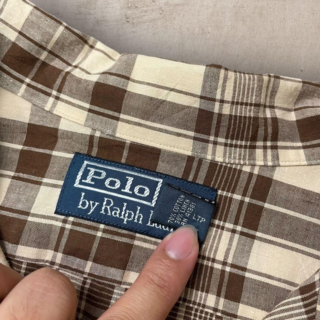 Ralph Lauren ラルフ 2XL 開襟 90s リネン オープンカラー 90s スペシャル ラルフローレン シルク 開襟 オープンカラー