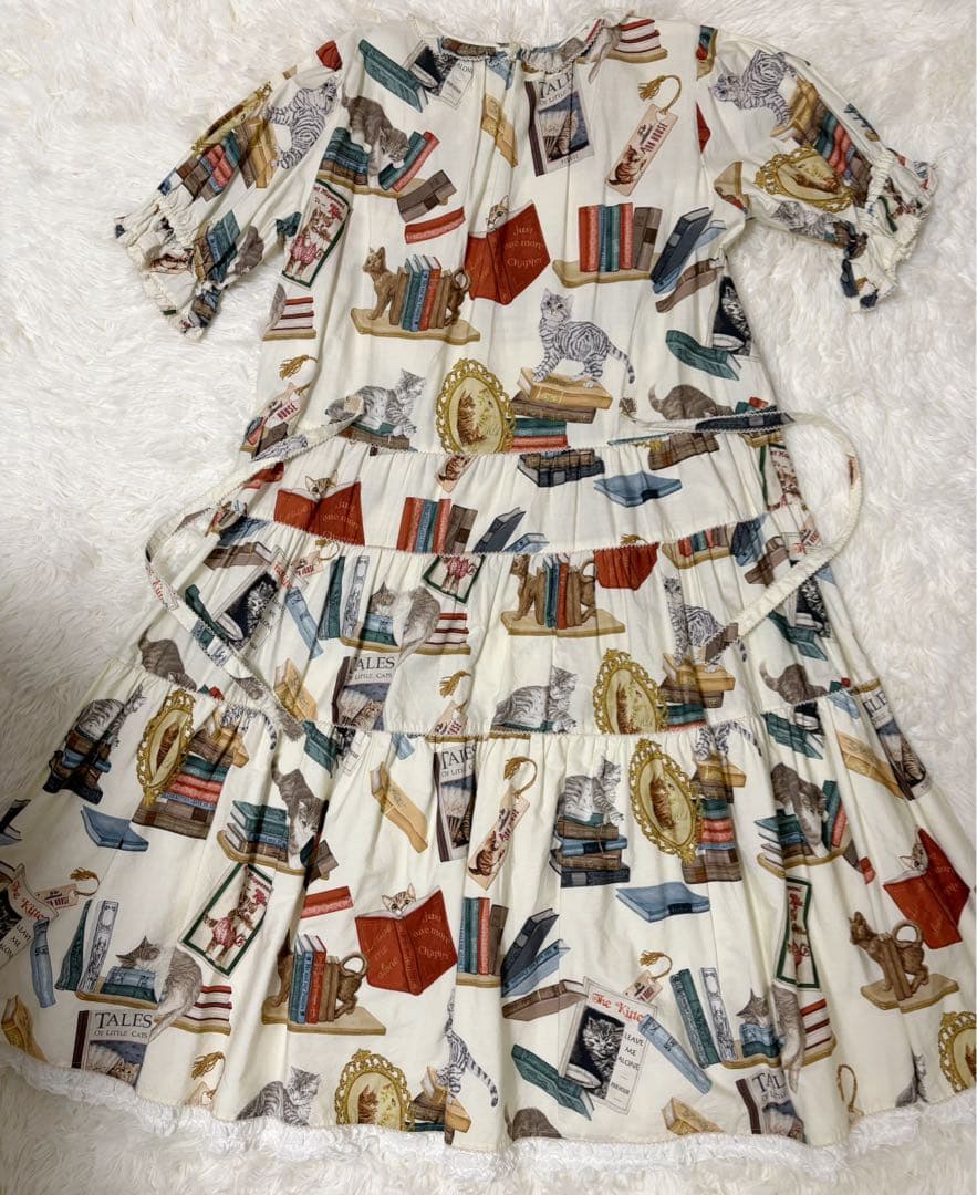 PINK HOUSE ピンクハウス 「書斎の猫達」ワンピースカーディガン セット