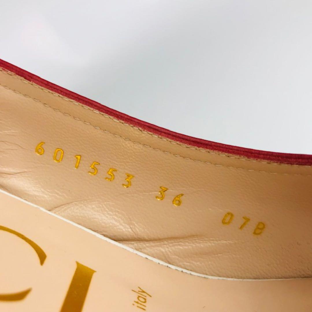 GUCCI★レザー メタルGGマーモント リボン チャンキー サンダル(36) 画像11