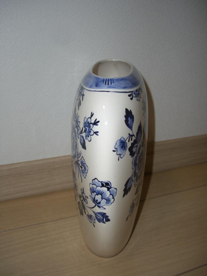 【国内配送】 ☆デルフト焼☆ハンドペイント花瓶☆花鳥風月☆ブルー×ホワイト 工芸品