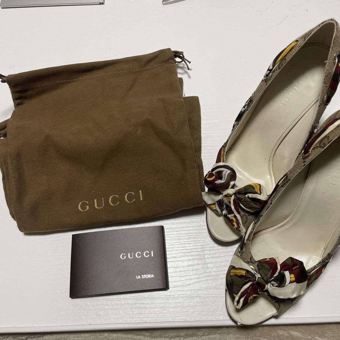 GUCCI GGキャンパス　リボン36 2/1 USED