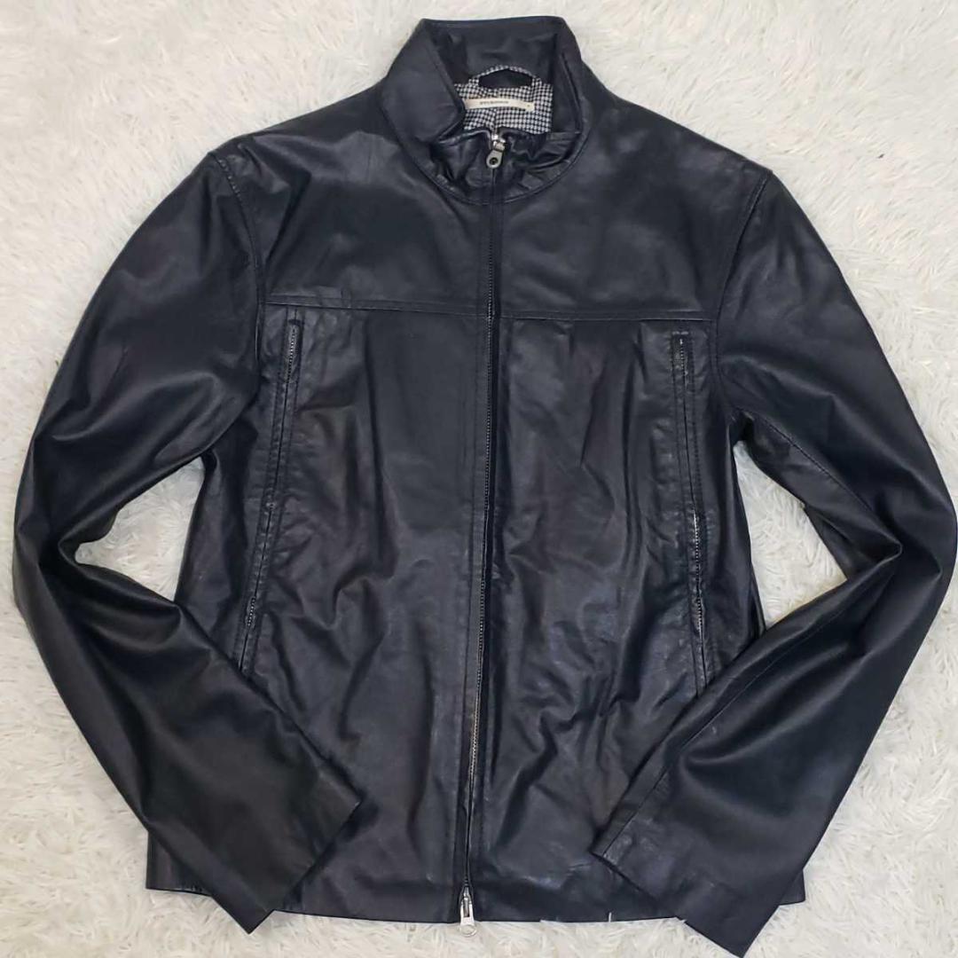 85%OFF!】【85%OFF!】濃紺 STUDIOUS シングル ライダース 千鳥格子 羊