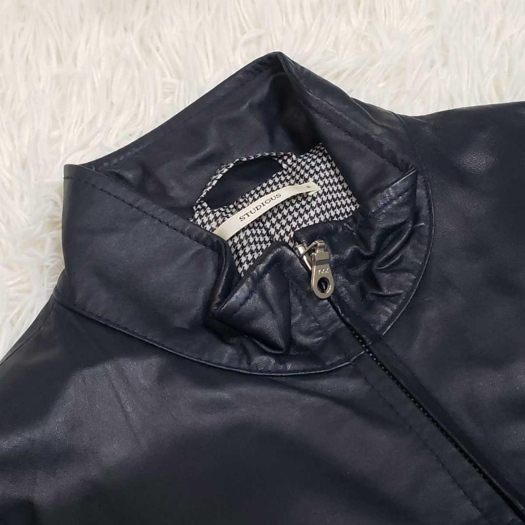 パーティを彩るご馳走や 濃紺 STUDIOUS シングル ライダース 千鳥格子